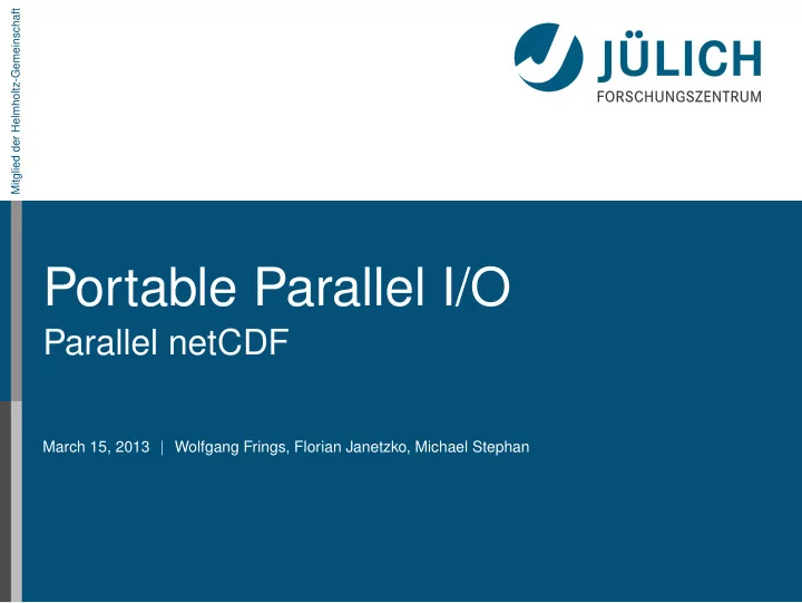 portable parallel i o