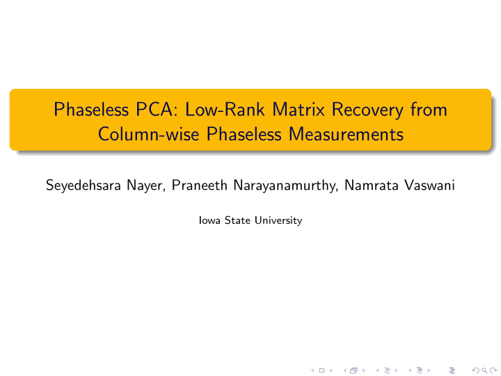 phaseless pca low rank matrix recovery from column wise