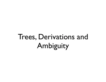 Trees, Derivations and  Ambiguity  A grammar  A tree  3 derivations correspond to same tree (same