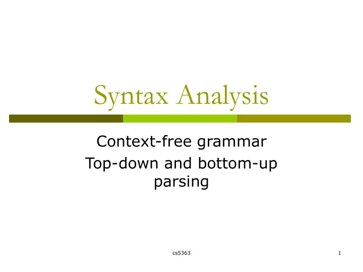 syntax analysis