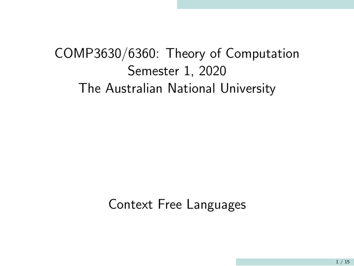 comp3630 6360 theory of computation semester 1 2020 the