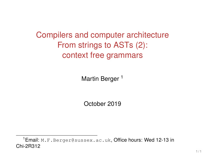 compilers and computer architecture from strings to asts