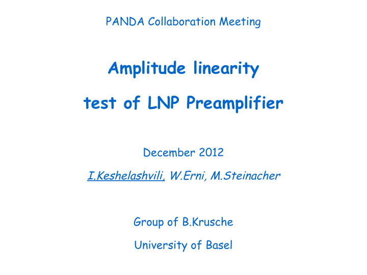 amplitude linearity test of lnp preamplifier