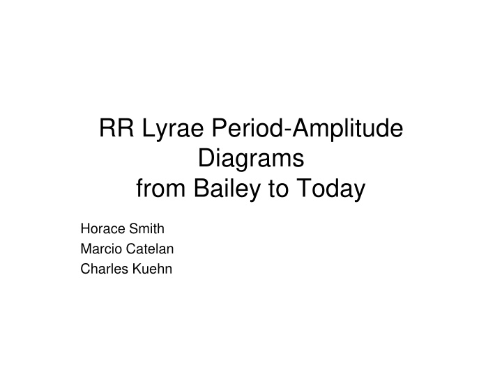 rr lyrae period amplitude diagrams from bailey to today