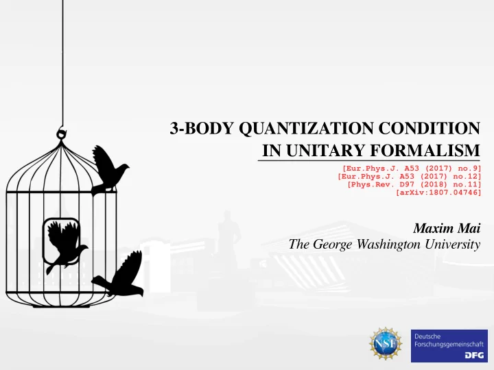 3 body quantization condition in unitary formalism