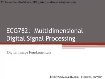 ECG782:  Multidimensional  Digital Signal Processing  Digital Image Fundamentals