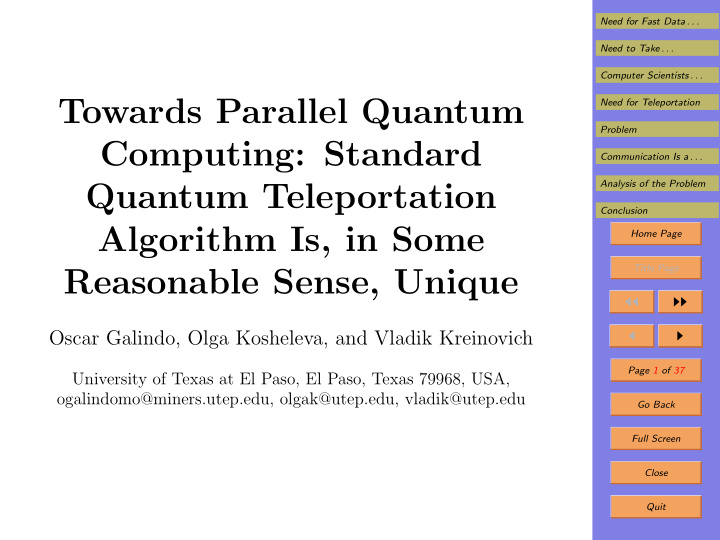 towards parallel quantum