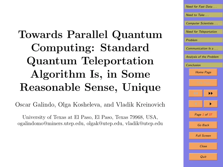 towards parallel quantum