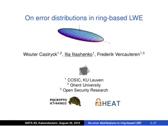 On error distributions in ring-based LWE Wouter Castryck 1 , 2 , Ilia Iliashenko 1 , Frederik