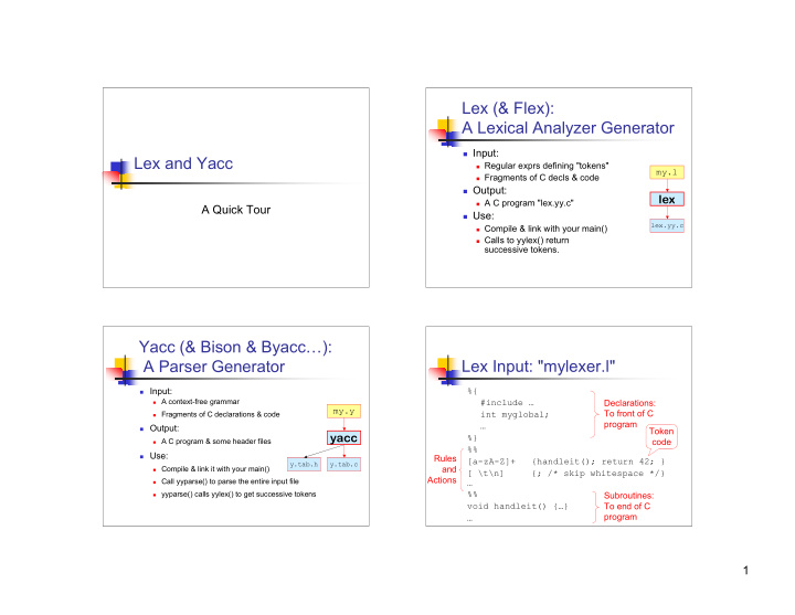 lex flex a lexical analyzer generator