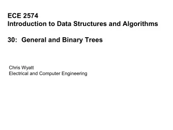 30: General and Binary Trees  Chris Wyatt  Electrical and Computer Engineering  Trees are