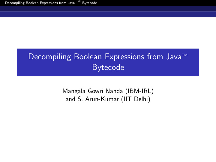 decompiling boolean expressions from java