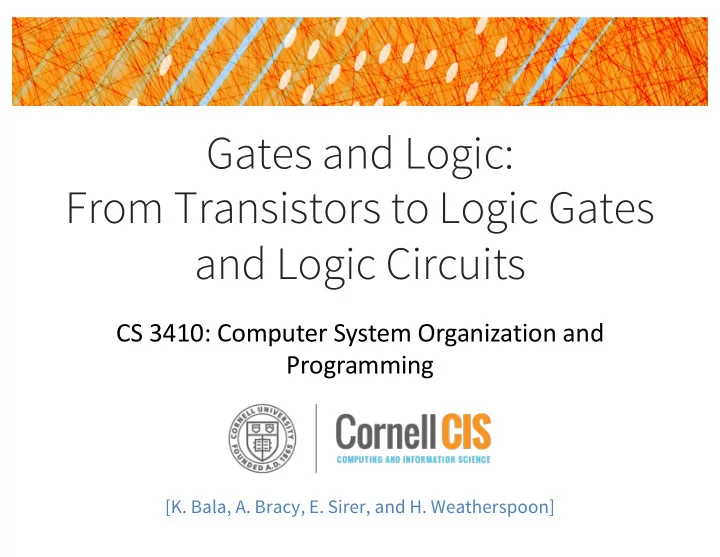 gates and logic from transistors to logic gates and logic