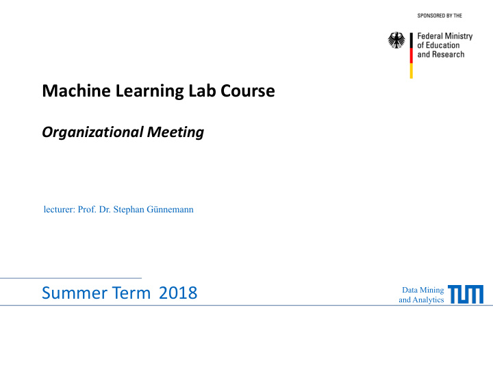 machine learning lab course
