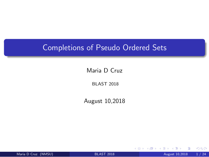 completions of pseudo ordered sets