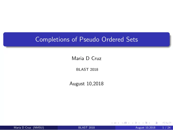 completions of pseudo ordered sets