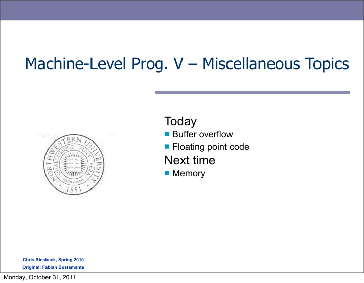 machine level prog v miscellaneous topics