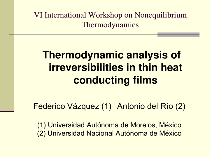thermodynamic analysis of irreversibilities in thin heat