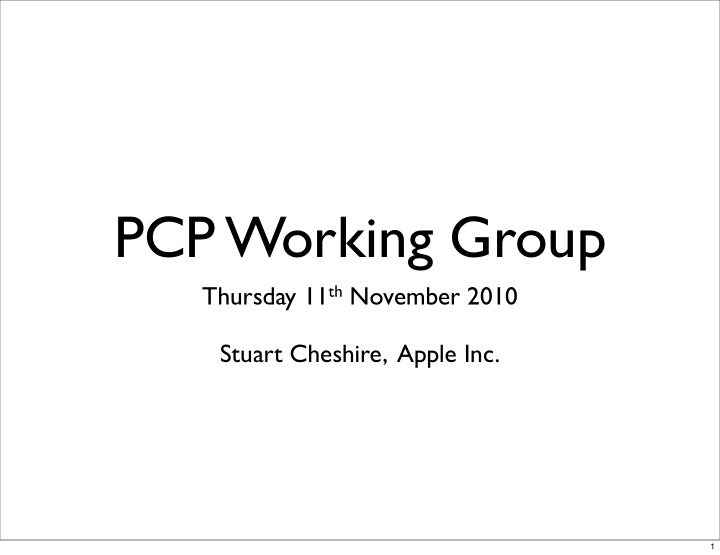 pcp working group