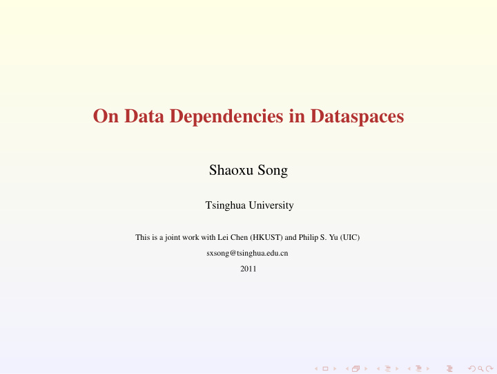 on data dependencies in dataspaces