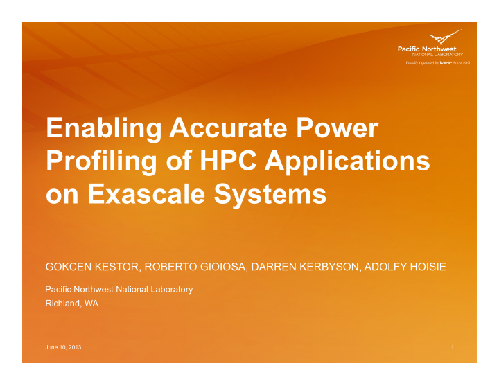 enabling accurate power profiling of hpc applications on
