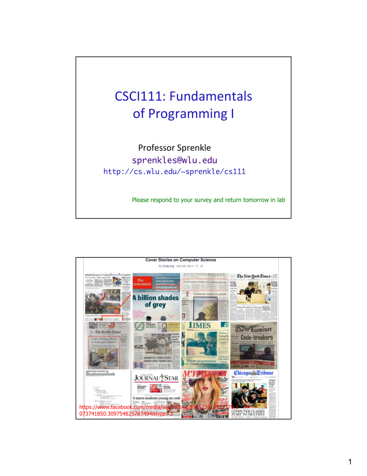 csci111 fundamentals of programming i