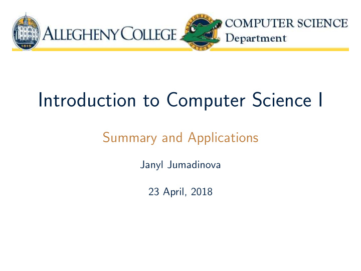 introduction to computer science i