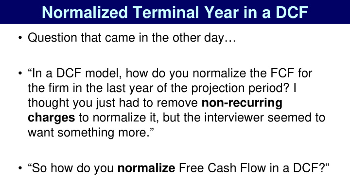 normalized terminal year in a dcf