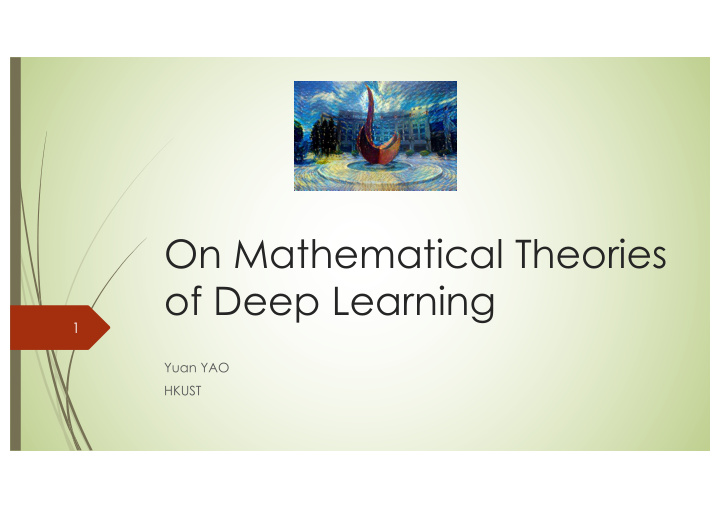 on mathematical theories of deep learning