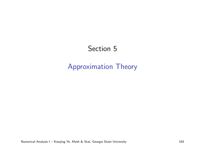 section 5 approximation theory