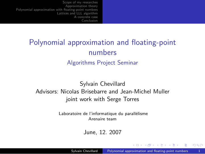 polynomial approximation and floating point numbers