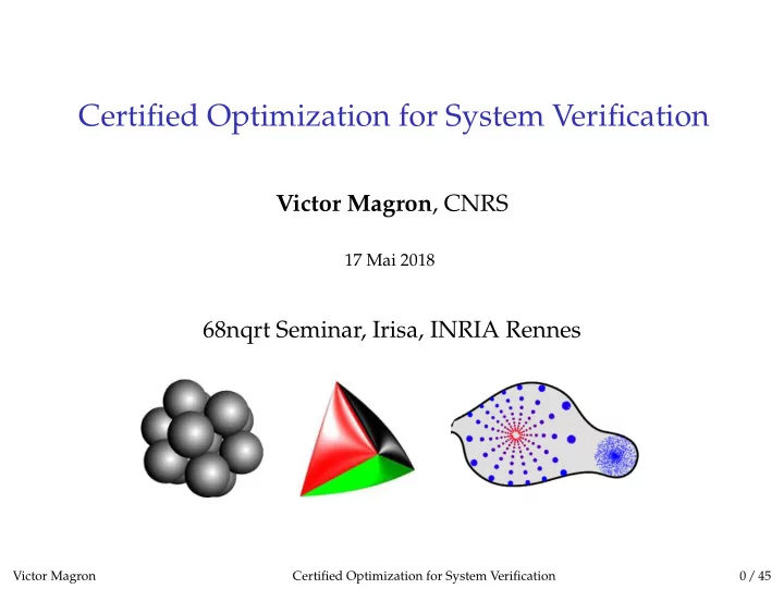 certified optimization for system verification