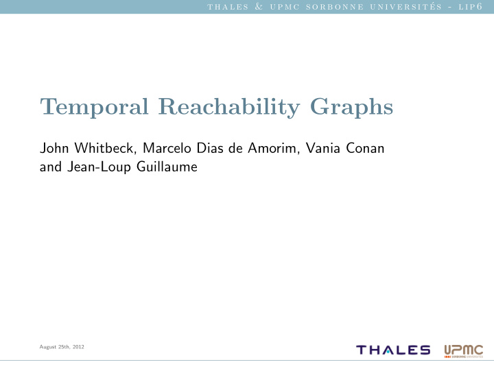 temporal reachability graphs