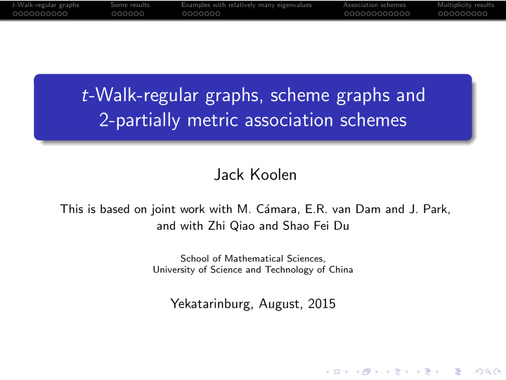 t walk regular graphs scheme graphs and 2 partially