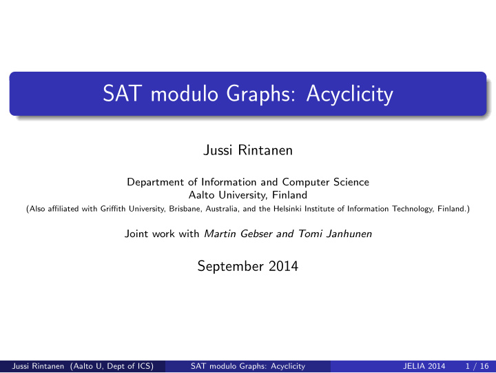 sat modulo graphs acyclicity