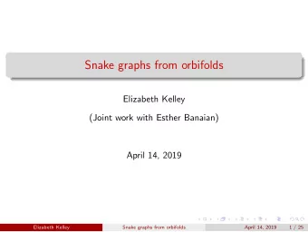 Snake graphs from orbifolds  Elizabeth Kelley  (Joint work with Esther Banaian)  April 14, 2019