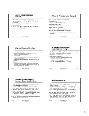 1  Design Pattern Description  Design Pattern Observer   Name   Problem: We want to