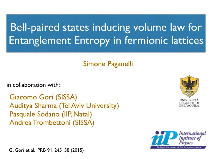 bell paired states inducing volume law for entanglement