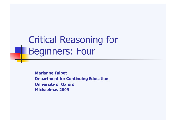 critical reasoning for beginners four