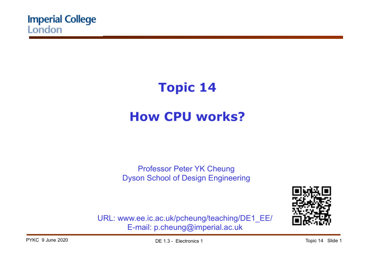 topic 14 how cpu works