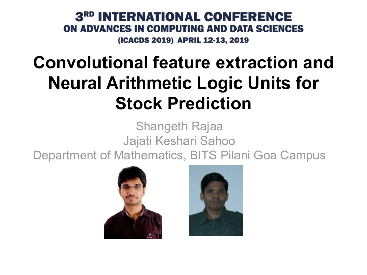 convolutional feature extraction and neural arithmetic