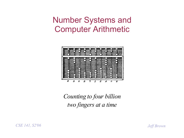 number systems and computer arithmetic