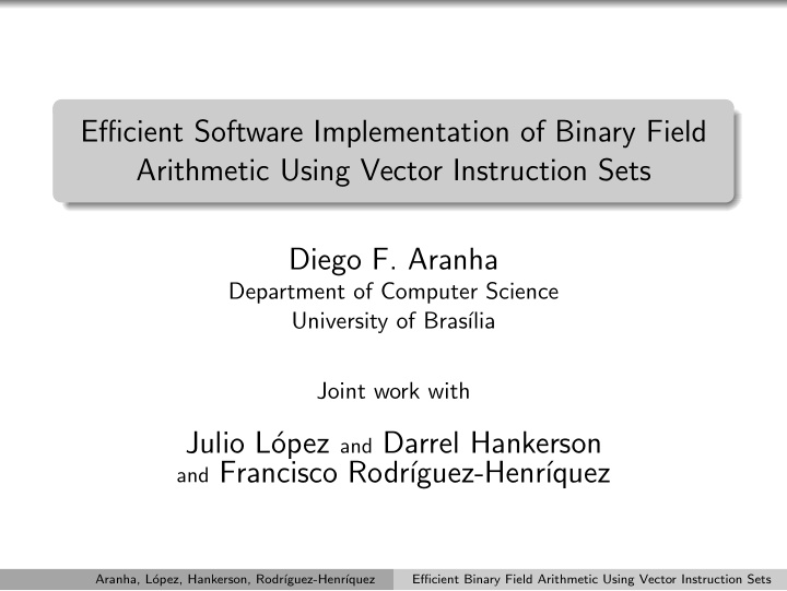 efficient software implementation of binary field