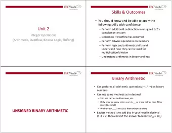 Skills &amp; Outcomes  You should know and be able to apply the  following skills with