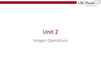 Unit 2  Integer Operations  2.2  Summary of Unit 1  memorize  powers of 2  starts with 8-F if