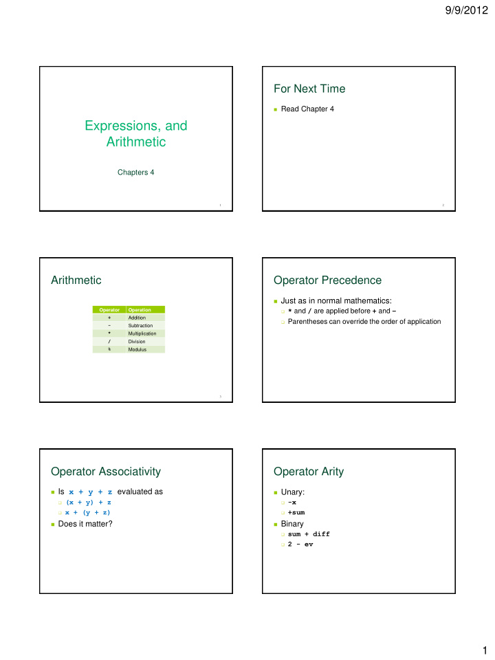 expressions and arithmetic