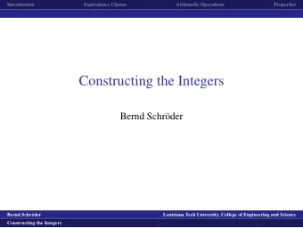 Constructing the Integers  Bernd Schr  oder  logo1  Bernd Schr  oder  Louisiana Tech