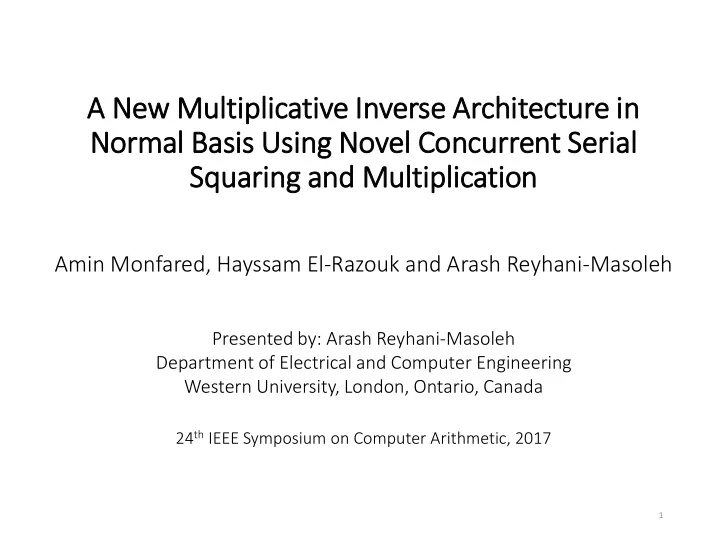 normal basis is usin ing novel concurrent seria ial
