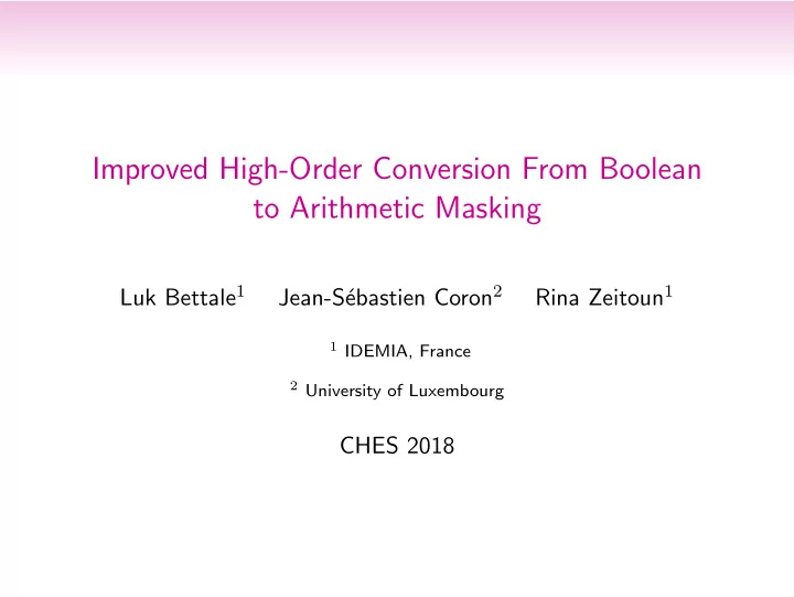 improved high order conversion from boolean to arithmetic
