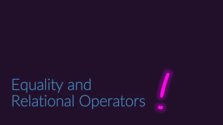 relational operators